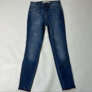 Disclosed | Hi-Rise Factory Distressed Raw Hem Skinny Jeans